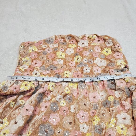 NWT Cider Beige Velvet Sequin Flowers Romantic Spring Strapless Mini Dress 3XL - Picture 12 of 16